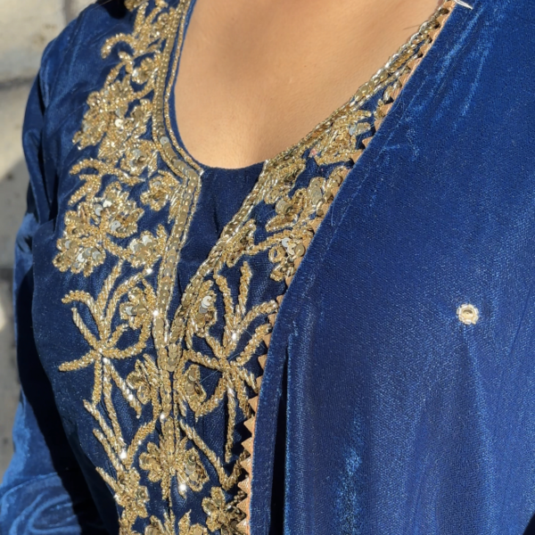 Peacock Blue Velvet Suit Set