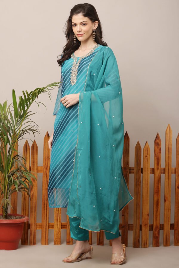 23 Jan- Maxkeystudio25675 Blue Organza Leheria Straight Suit Set
