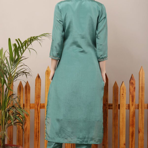23 Jan- Maxkeystudio25831 Aqua Sage Partywear Straight Suit Set