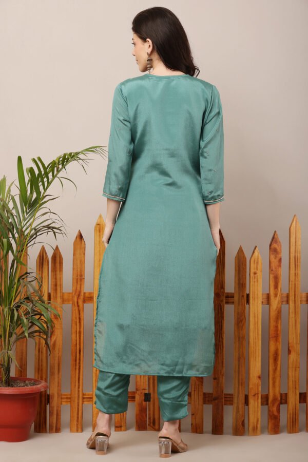 23 Jan- Maxkeystudio25831 Aqua Sage Partywear Straight Suit Set