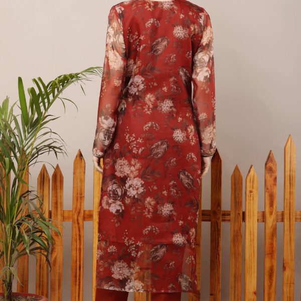 23 Jan- Maxkeystudio25848 Red Floral Organza Straight Suit Set