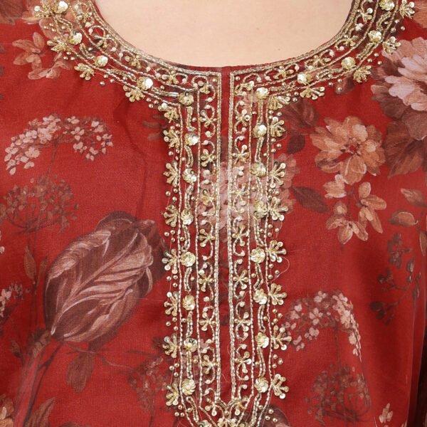 23 Jan- Maxkeystudio25849 Red Floral Organza Straight Suit Set