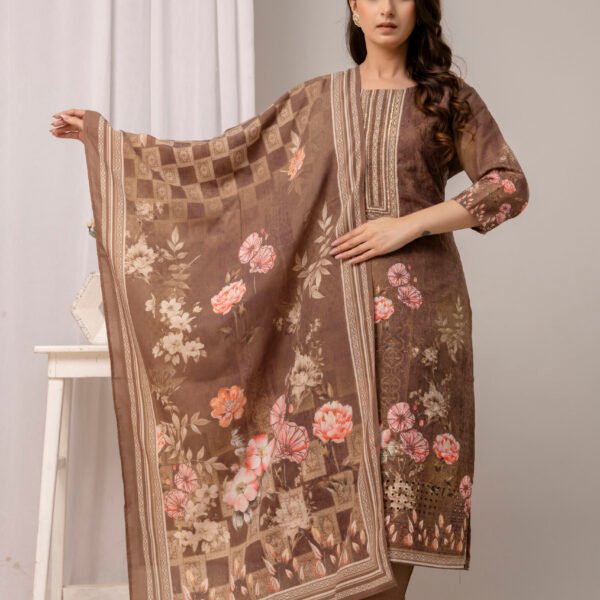 328A4658 Indigo Garden Schiffli Cotton Straight Suit Set