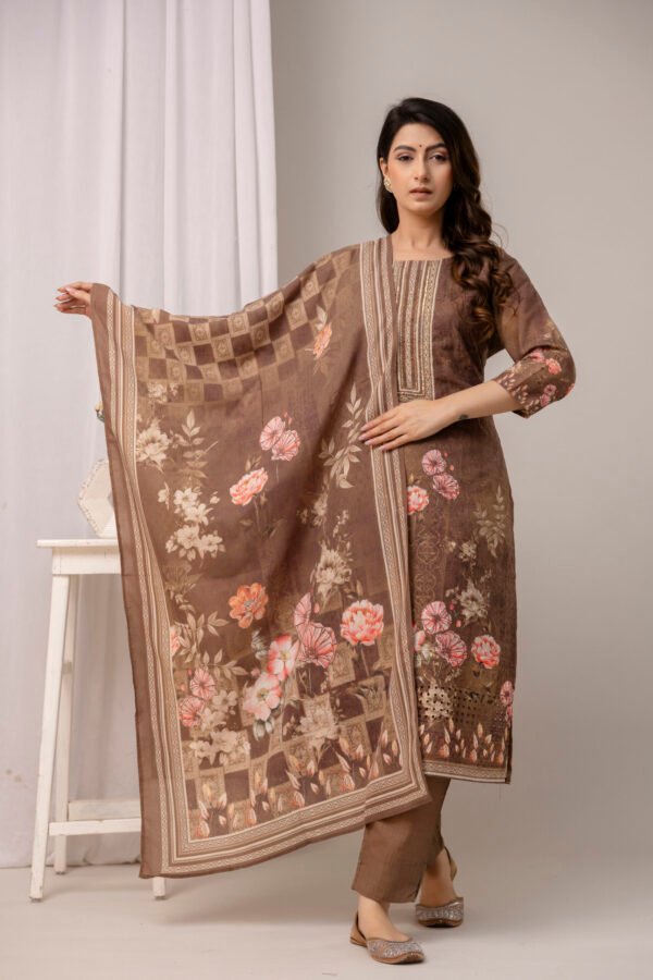 328A4658 Indigo Garden Schiffli Cotton Straight Suit Set