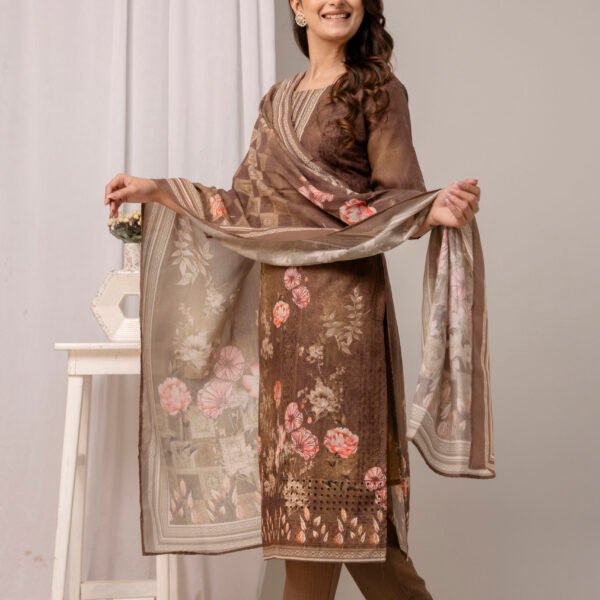 328A4661 Indigo Garden Schiffli Cotton Straight Suit Set