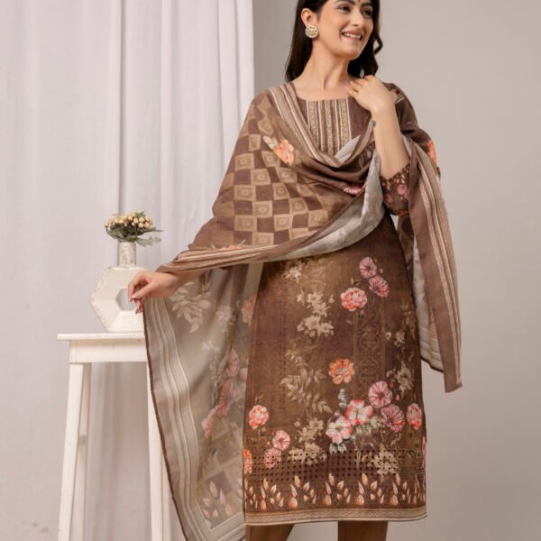 328A4662 Indigo Garden Schiffli Cotton Straight Suit Set