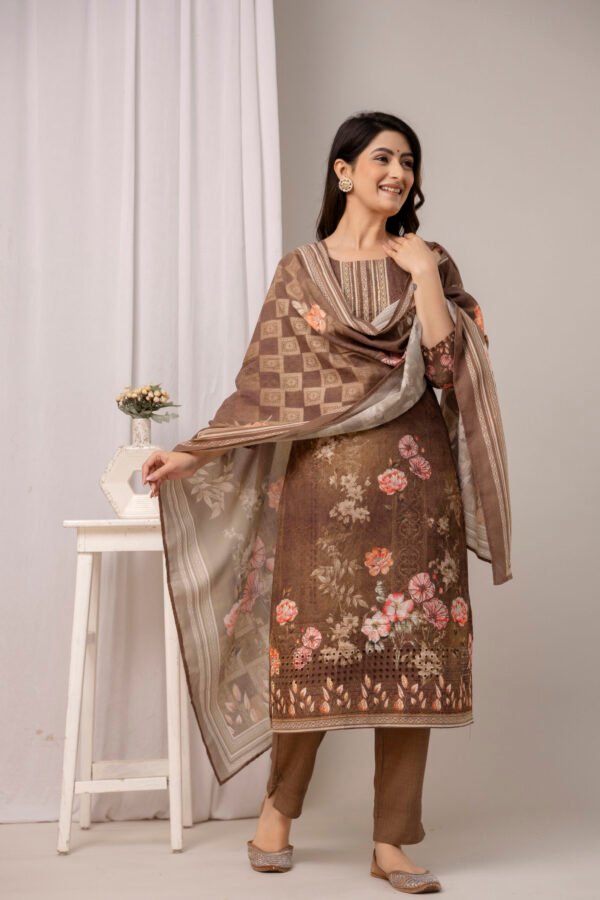 328A4662 Indigo Garden Schiffli Cotton Straight Suit Set