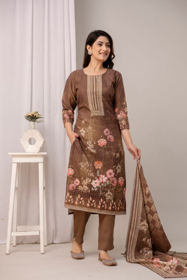 Mud Garden Schiffli Cotton Straight Suit Set