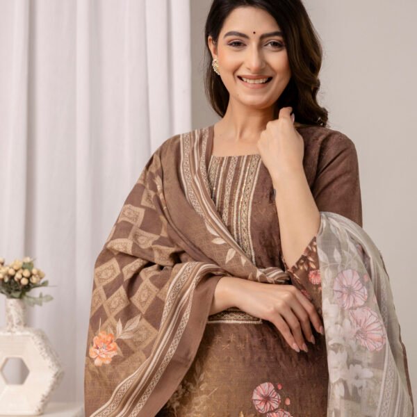 328A4664 Indigo Garden Schiffli Cotton Straight Suit Set