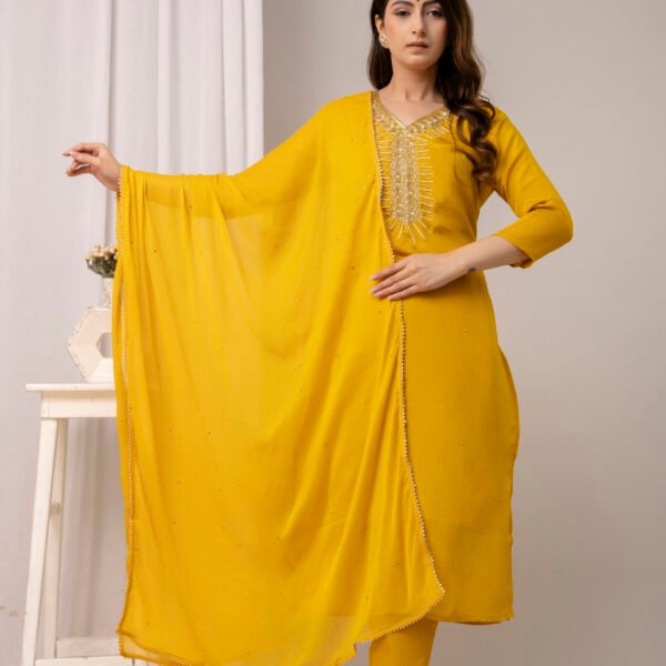 Aqua Embrace Embroidered Straight Suit Set