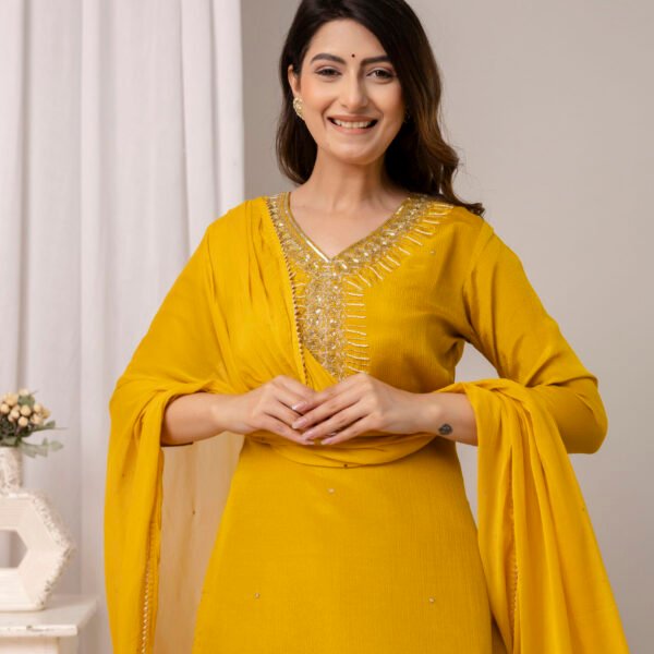 Aqua Embrace Embroidered Straight Suit Set
