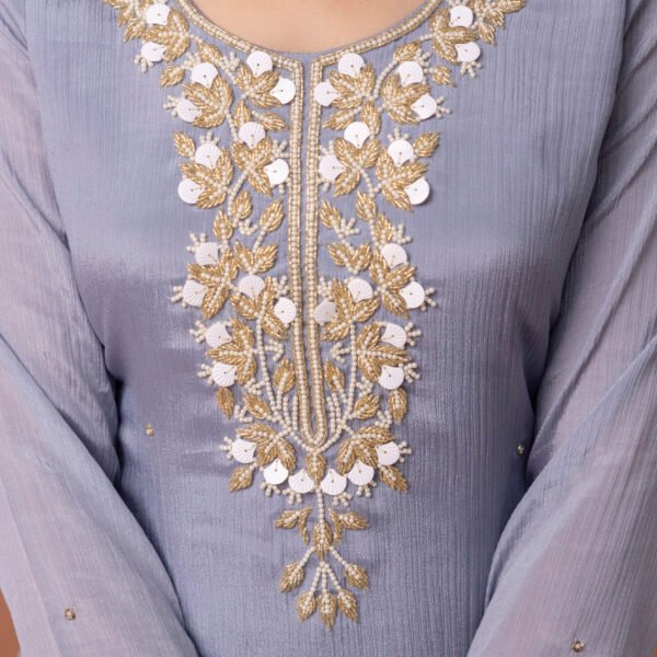 Blue Haze Embroidered Straight Suit Set