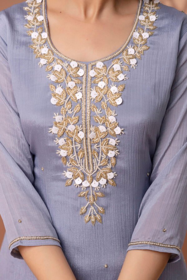 Blue Haze Embroidered Straight Suit Set