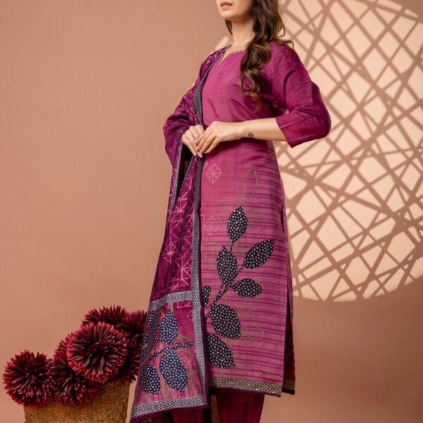 328A4805 Berry Bloom Cotton Straight Suit