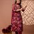 328A4842 Maroon V Neck Floral Straight Suit Set