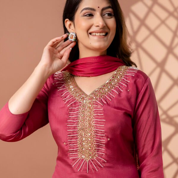 Aqua Embrace Embroidered Straight Suit Set