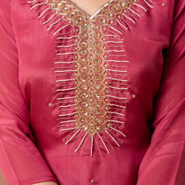 Aqua Embrace Embroidered Straight Suit Set