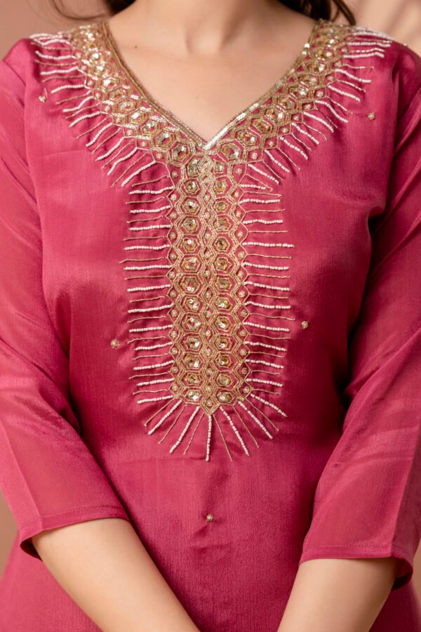 Aqua Embrace Embroidered Straight Suit Set