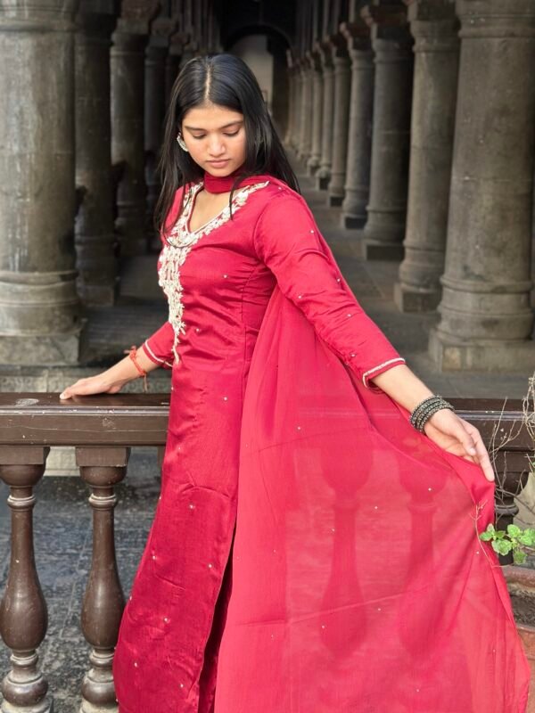 IMG_6193 Zaina Red Embroidered Straight Suit Set