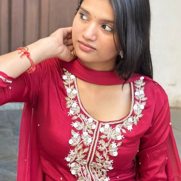 IMG_6252 Zaina Red Embroidered Straight Suit Set