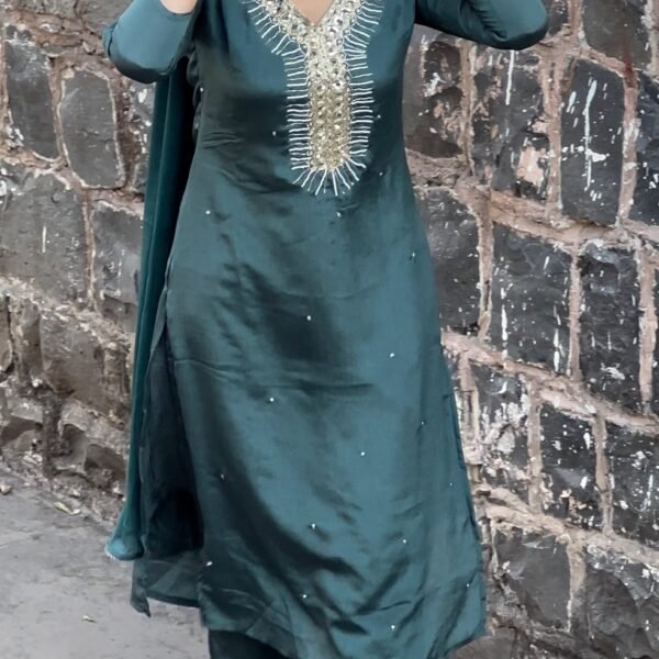 Aqua Embrace Embroidered Straight Suit Set
