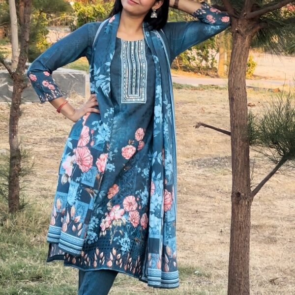 Screenshot Indigo Garden Schiffli Cotton Straight Suit Set
