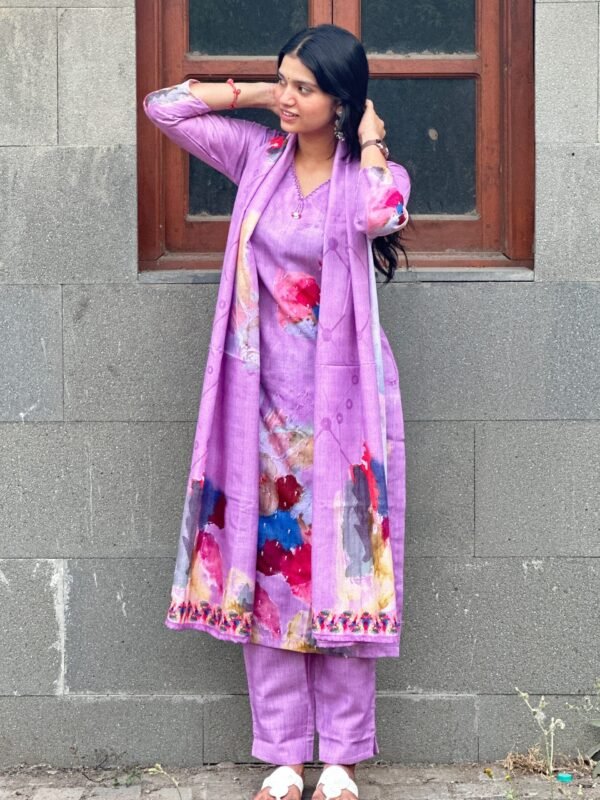 Hand Brushed Cotton Linen Straight Suit Set