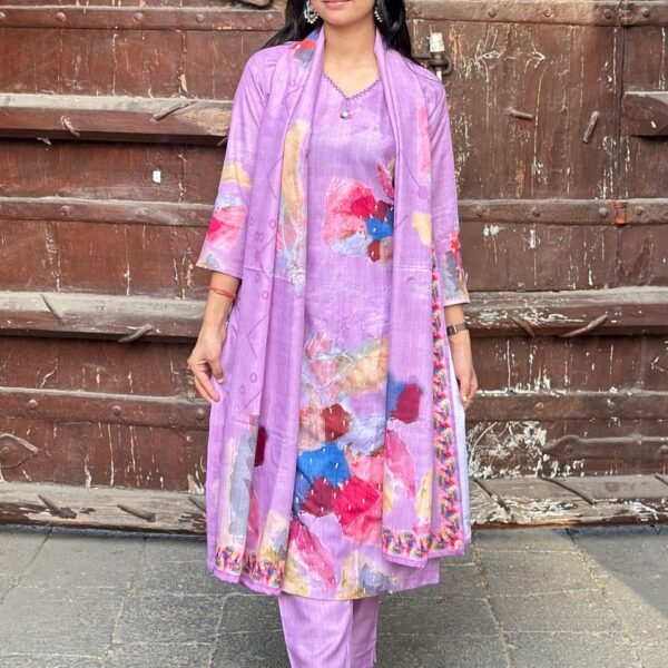 Hand Brushed Cotton Linen Straight Suit Set