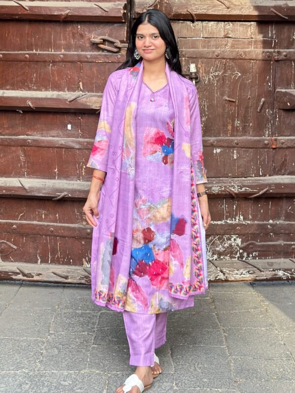Hand Brushed Cotton Linen Straight Suit Set