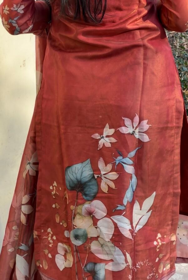Rosewood Bloom Tissue Shimmer Suit Set