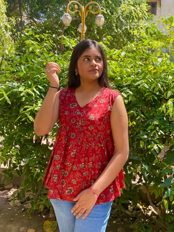 IMG_6883 Garden Red Peplum Top