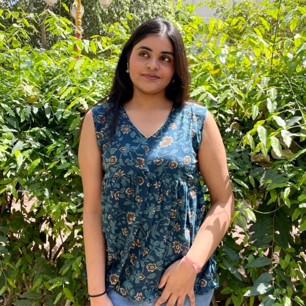 IMG_7002 Floral Blue Peplum Top