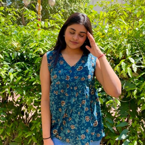 IMG_7004 Floral Blue Peplum Top