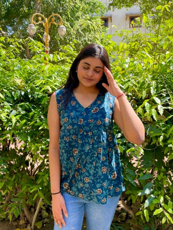 Floral Blue Peplum Top