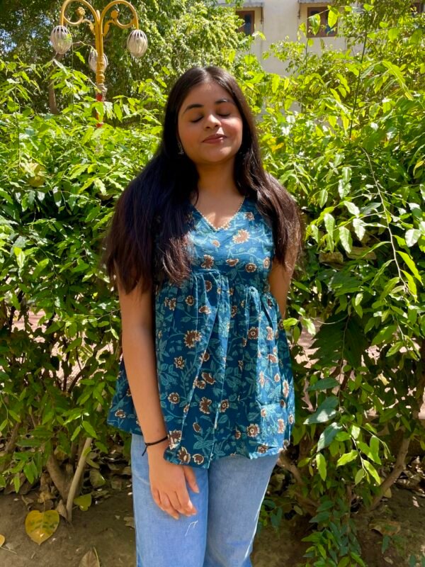 IMG_7018 Floral Blue Peplum Top