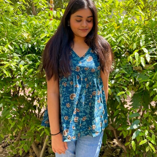 IMG_7019 Floral Blue Peplum Top