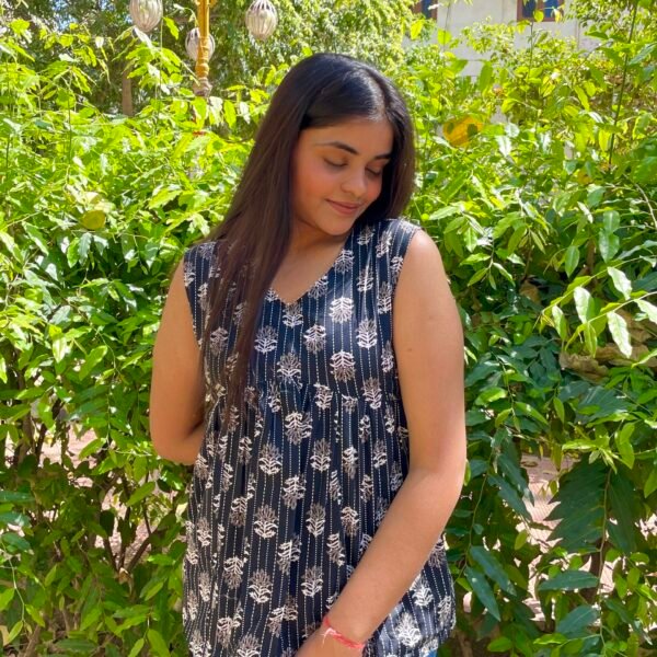 Kantha Black Peplum Top