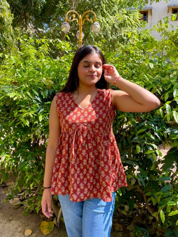 Marigold Rust Orange Peplum Top