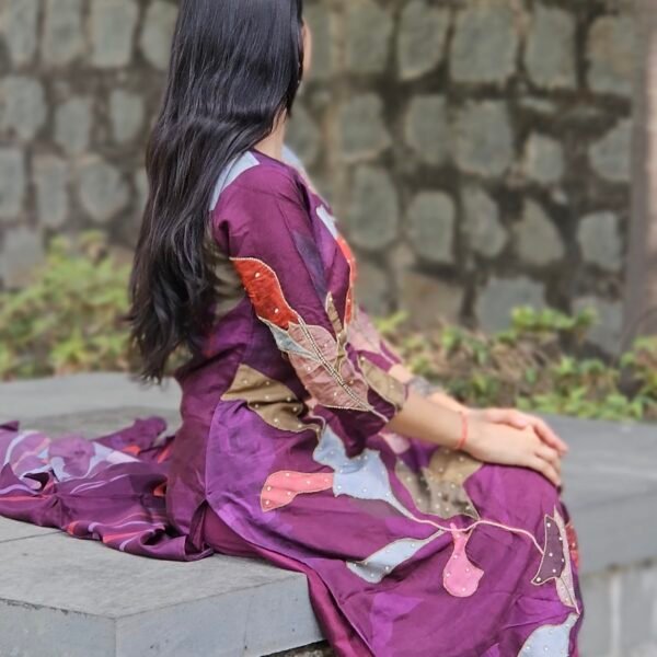Orchid Raw Silk Embroidered Straight Suit