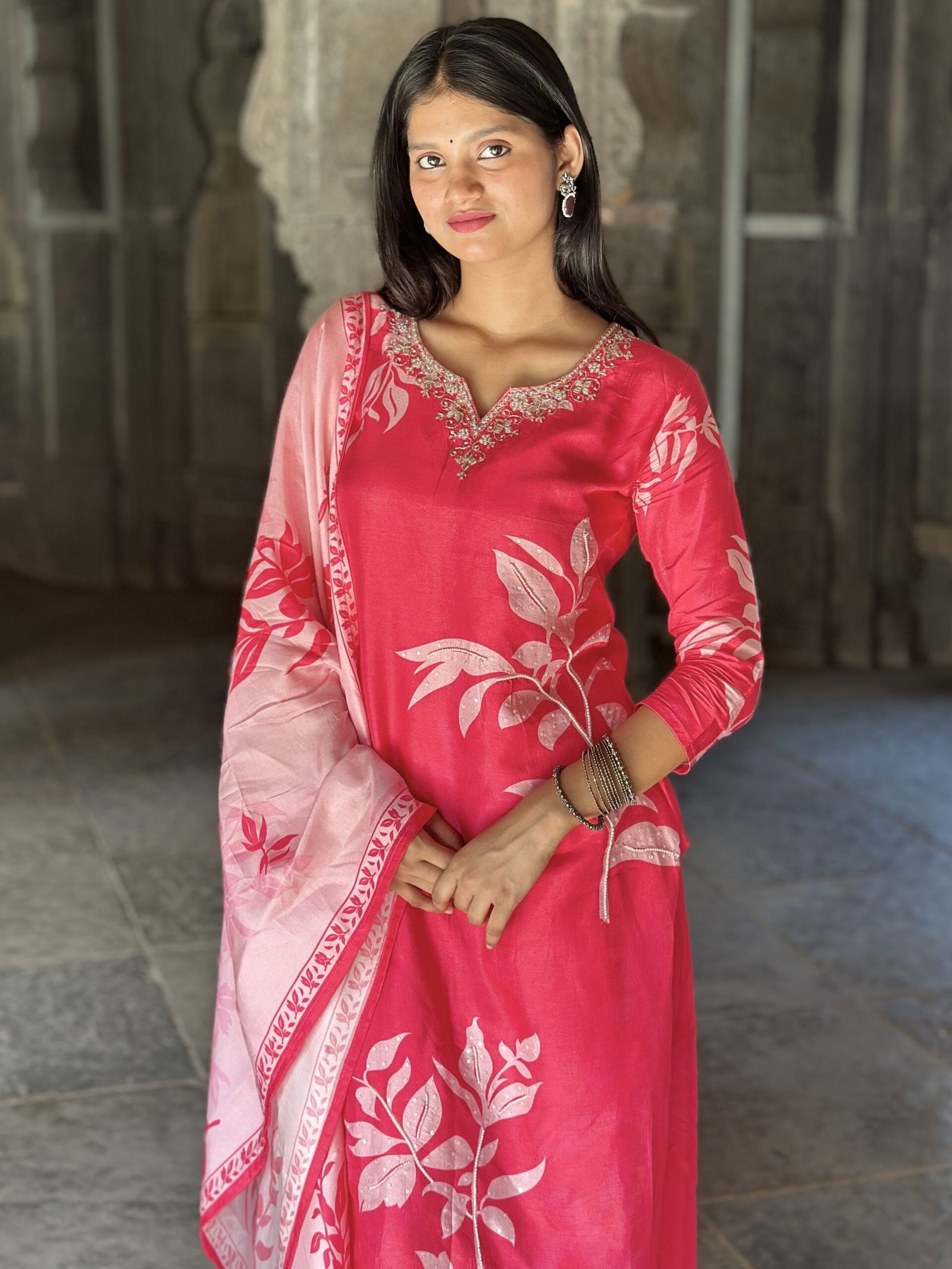 Blush Petal Raw Silk Embroidered Suit Set