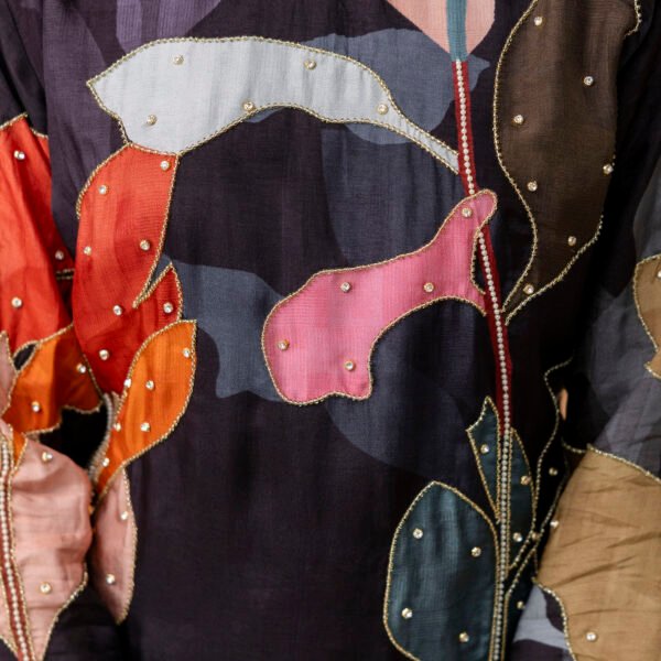 Orchid Raw Silk Embroidered Straight Suit