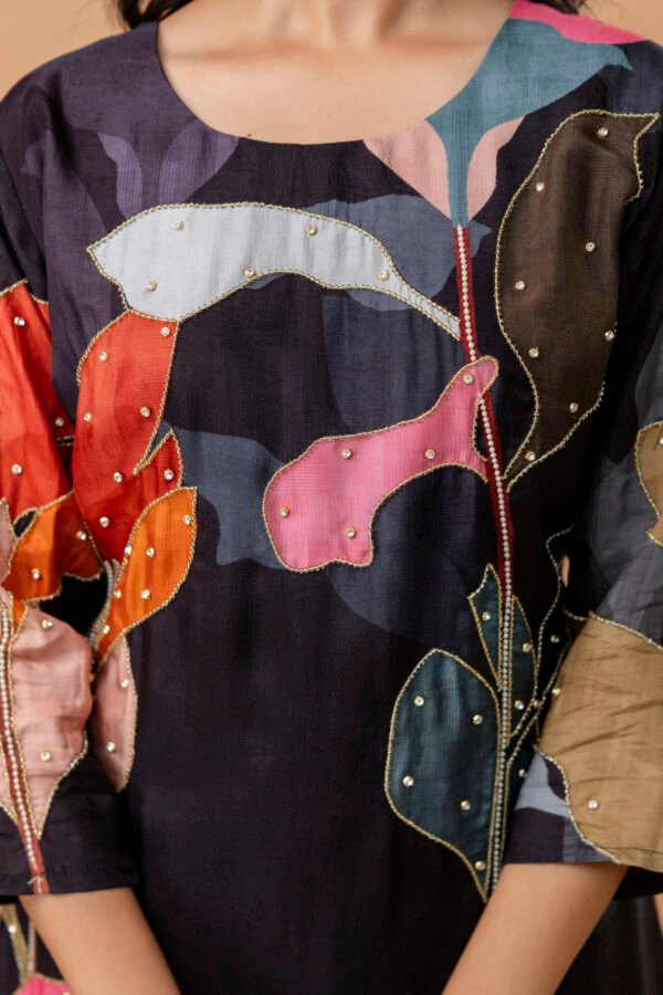 Orchid Raw Silk Embroidered Straight Suit