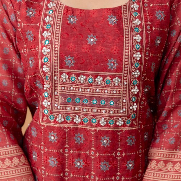 Floral Schiffli Cotton Printed Embroidered Straight Suit