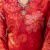 Red  V-Neck Embroidered Straight Suit Set