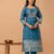 Teal blue Schiffli Cotton Embroidered Straight Suit