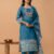 Teal blue Schiffli Cotton Embroidered Straight Suit