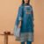 Teal blue Schiffli Cotton Embroidered Straight Suit