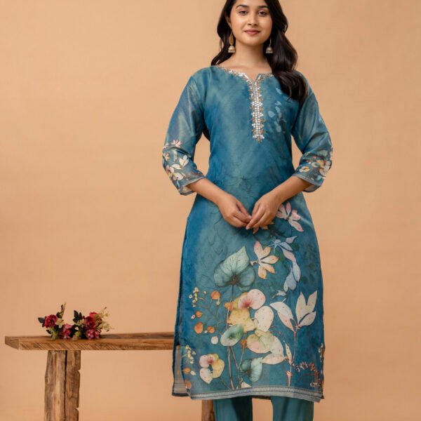 Rosewood Bloom Tissue Shimmer Suit Set