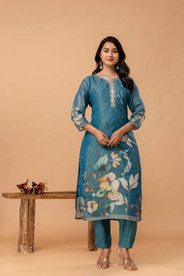 Rosewood Bloom Tissue Shimmer Suit Set