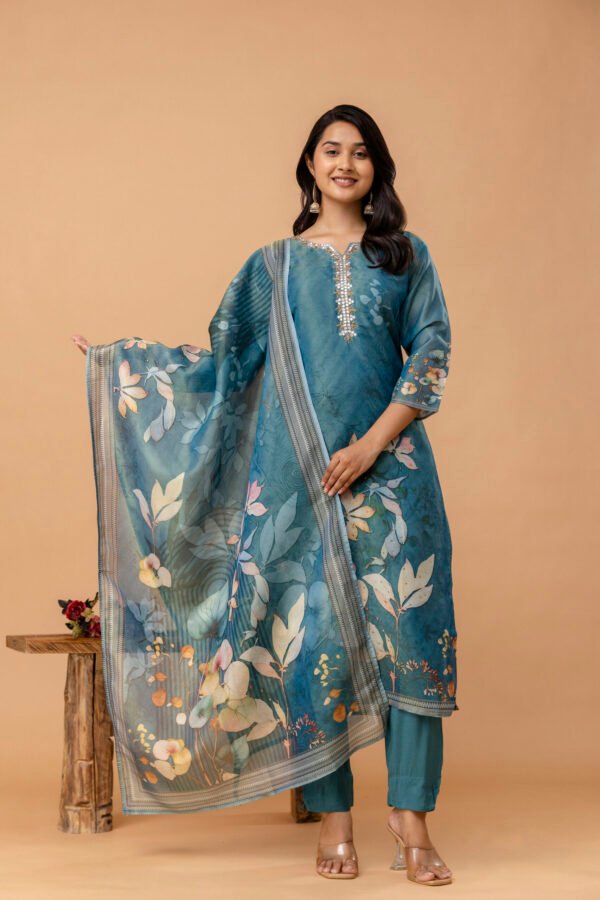 Rosewood Bloom Tissue Shimmer Suit Set